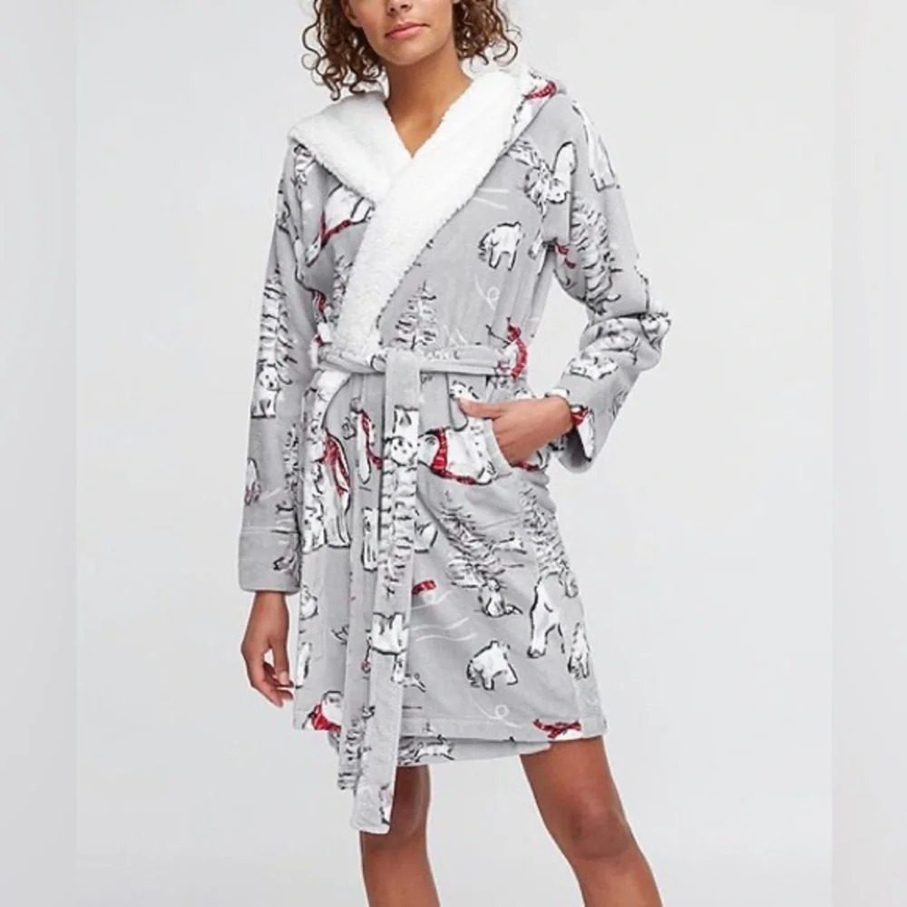 NWT Vera Bradley Hooded Fleece Robe in Beary Merry Small/Medium